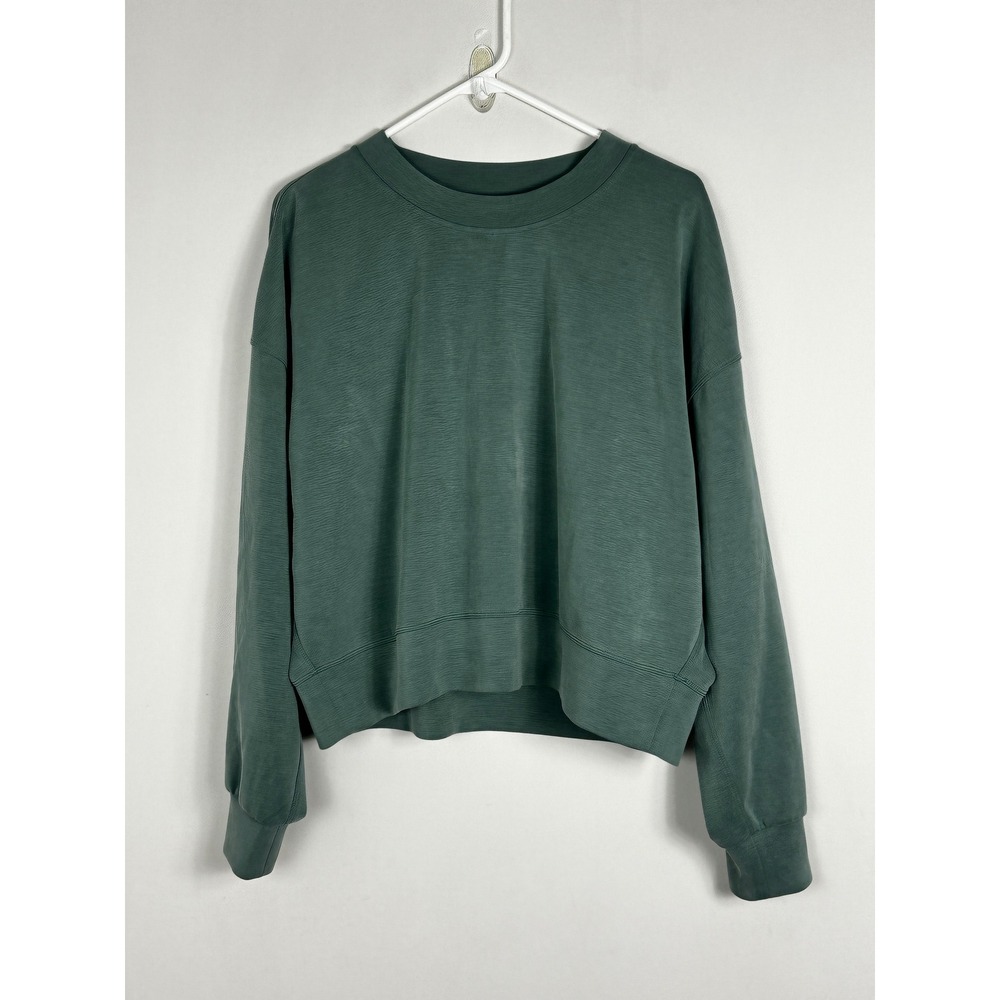 Lululemon Softstreme Perfectly Oversized Cropped Crew Forrest Crew Womens Sz 10 - Picture 14 of 16